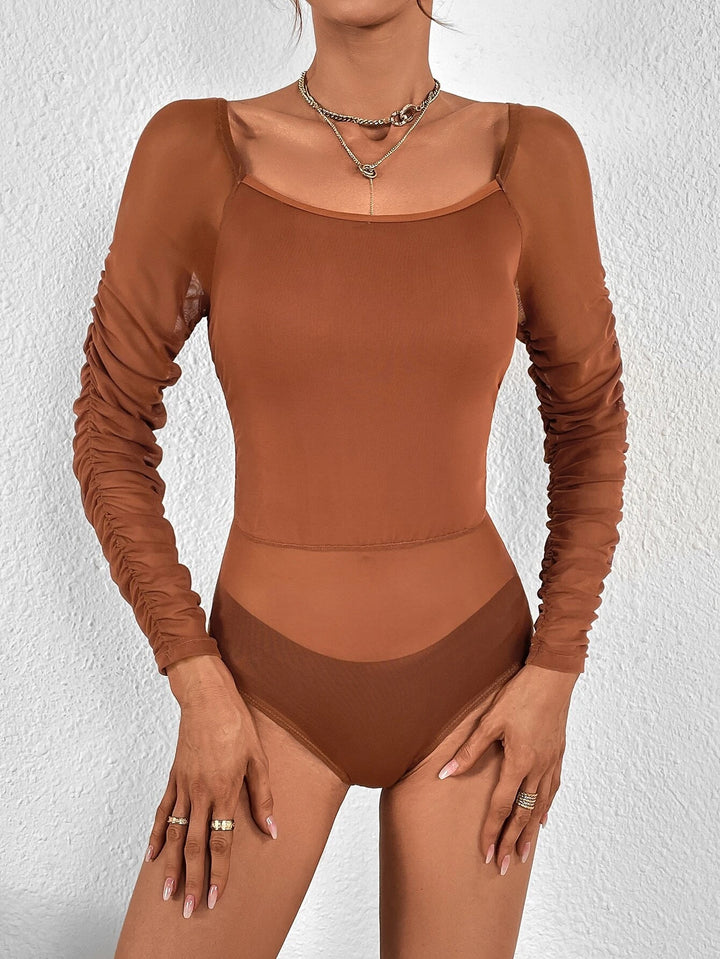 Ruched Square Neck Bodysuit