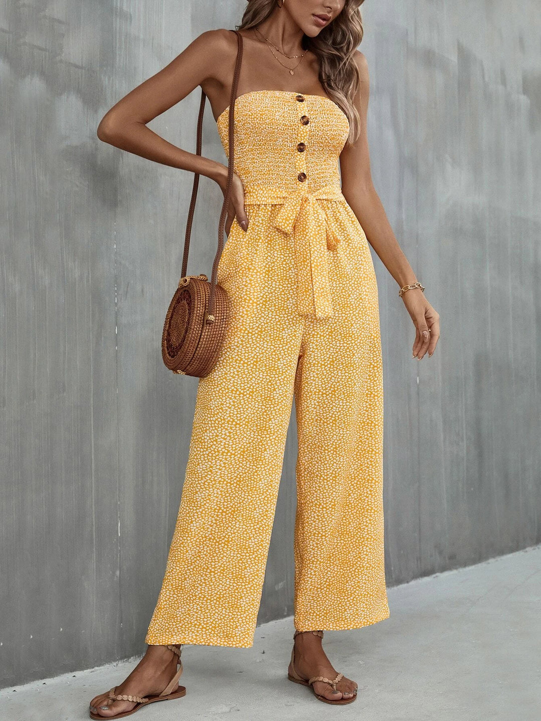 Jumpsuit mit seitlicher Tasche und Gürtel