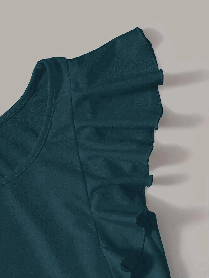 Solid Ruffle Armhole Bodysuit