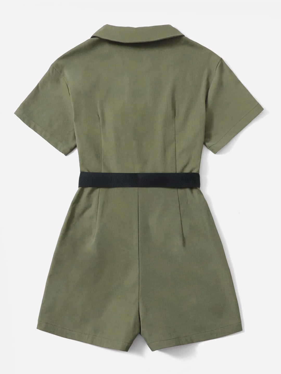 Belted With Flap Pocket Romper