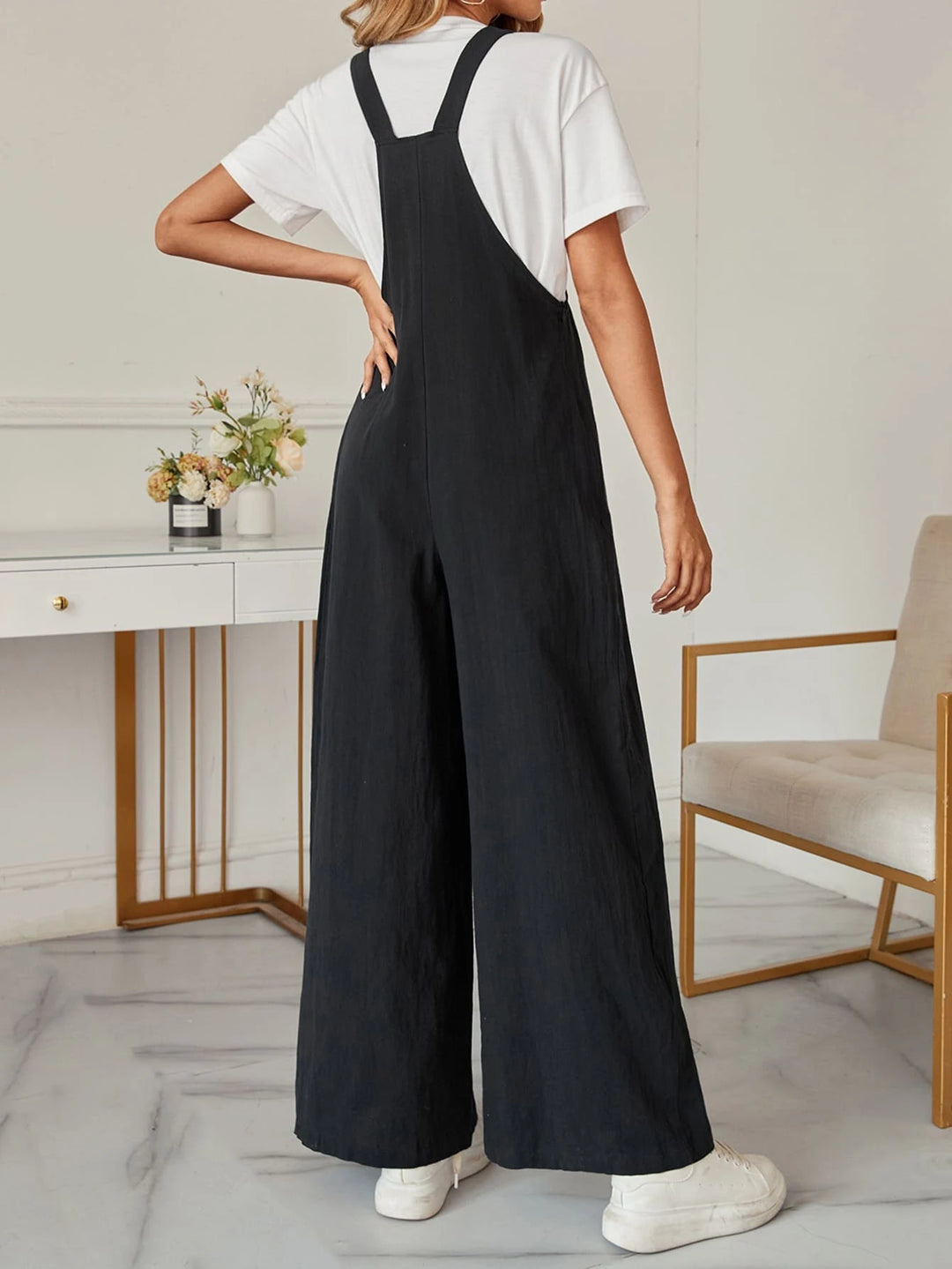 Sleeveless Front Jumpsuit Without T-Shirt