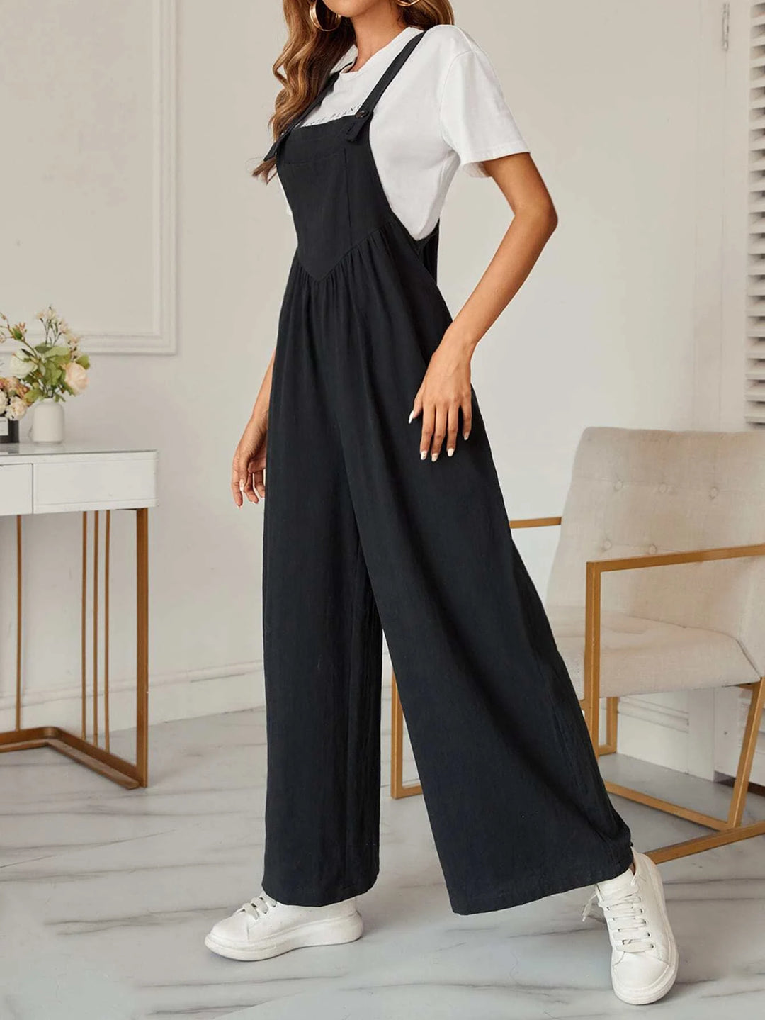 Sleeveless Front Jumpsuit Without T-Shirt