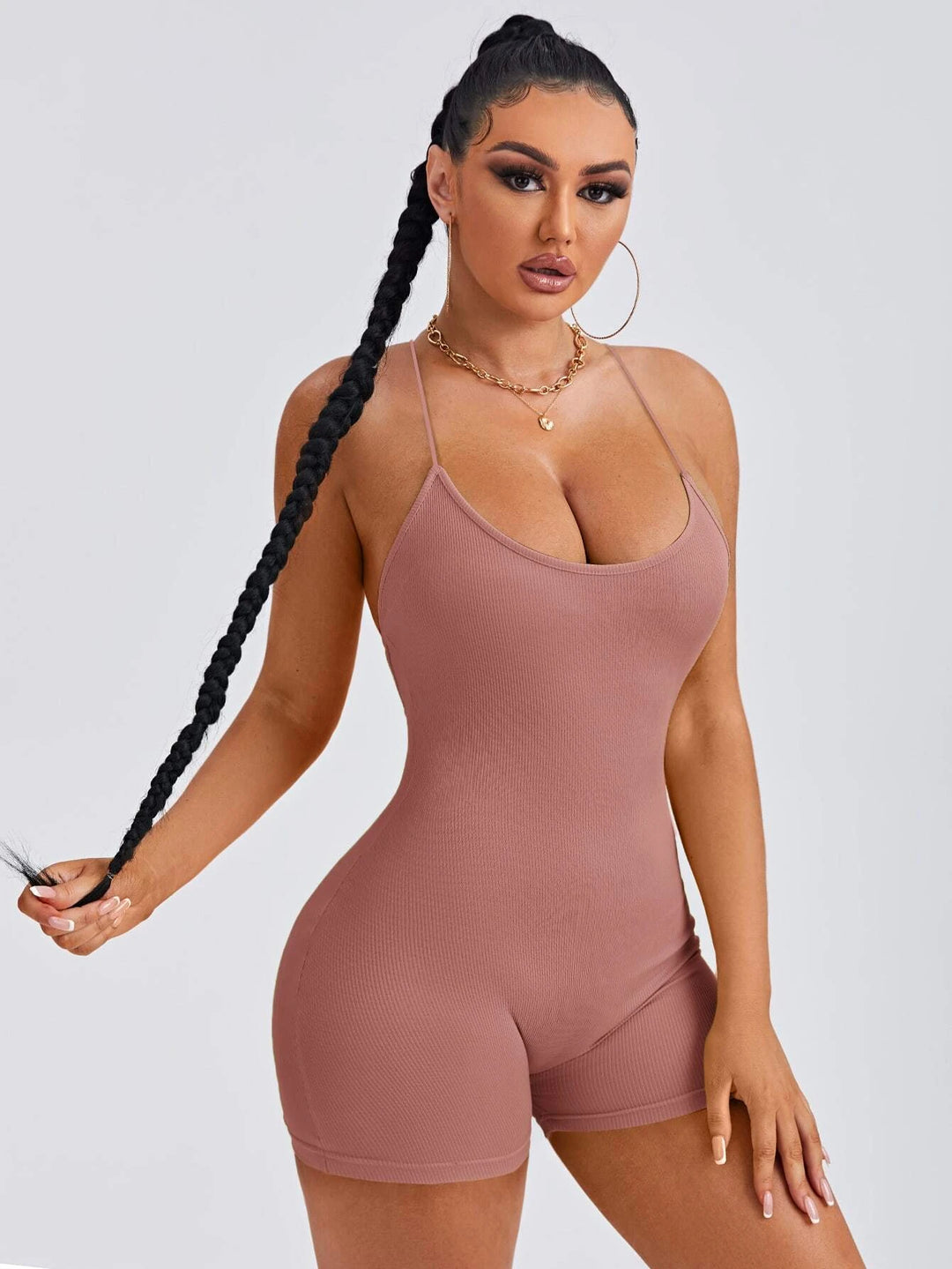 Cross Back Unitard Romper