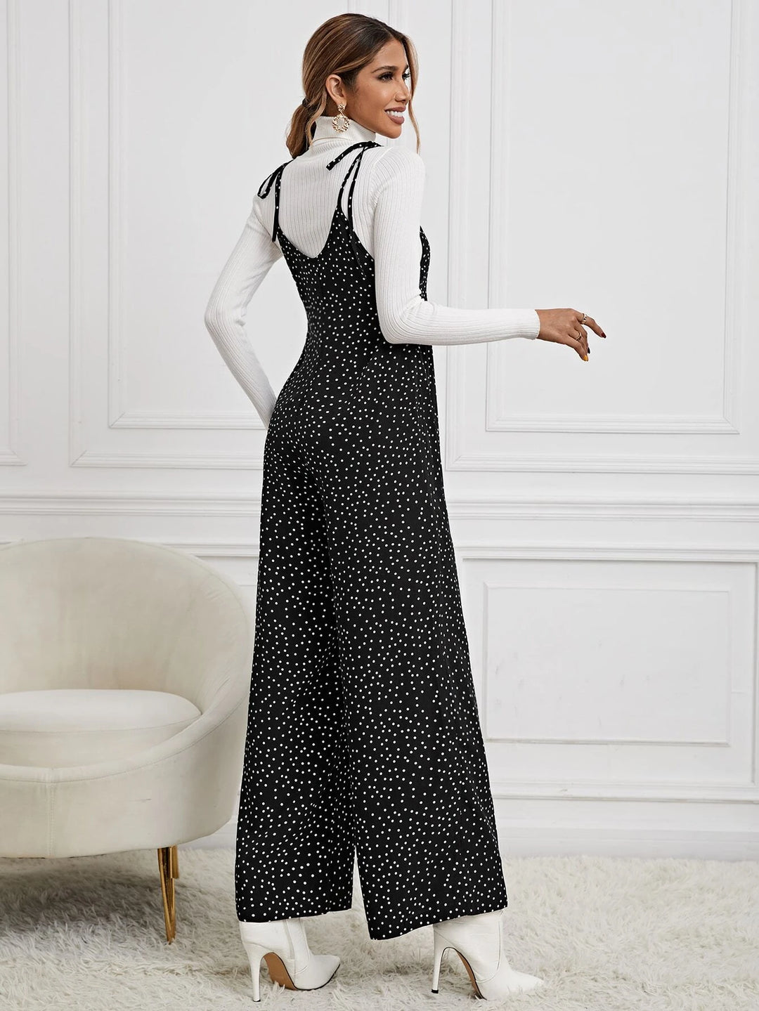 Polka Dot Long Length Cami Jumpsuit