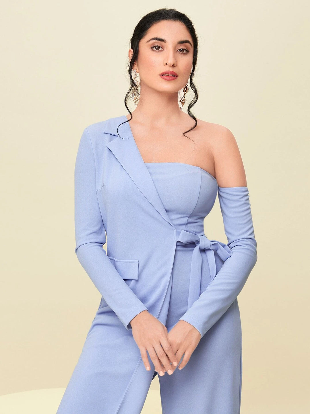 Asymmetrical Neck Knot Side Jumpsuit