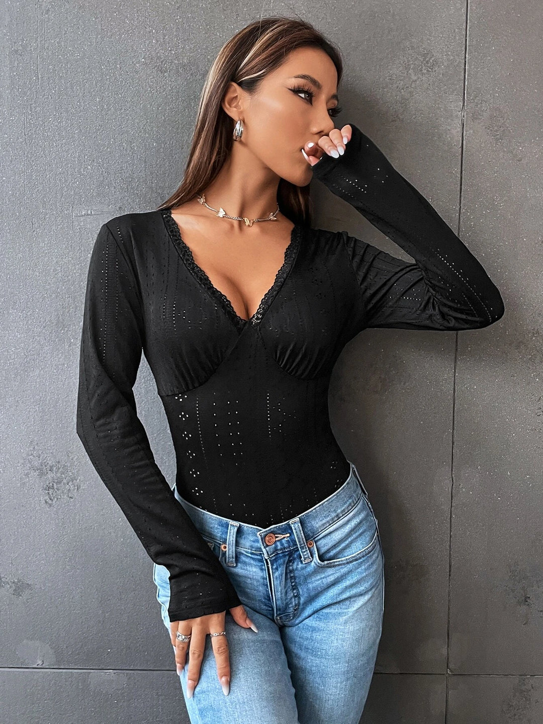 Elegant Lace Embroidered Bodysuit