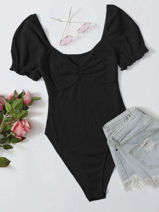 Frilled Puff Sleeved Bodysuit