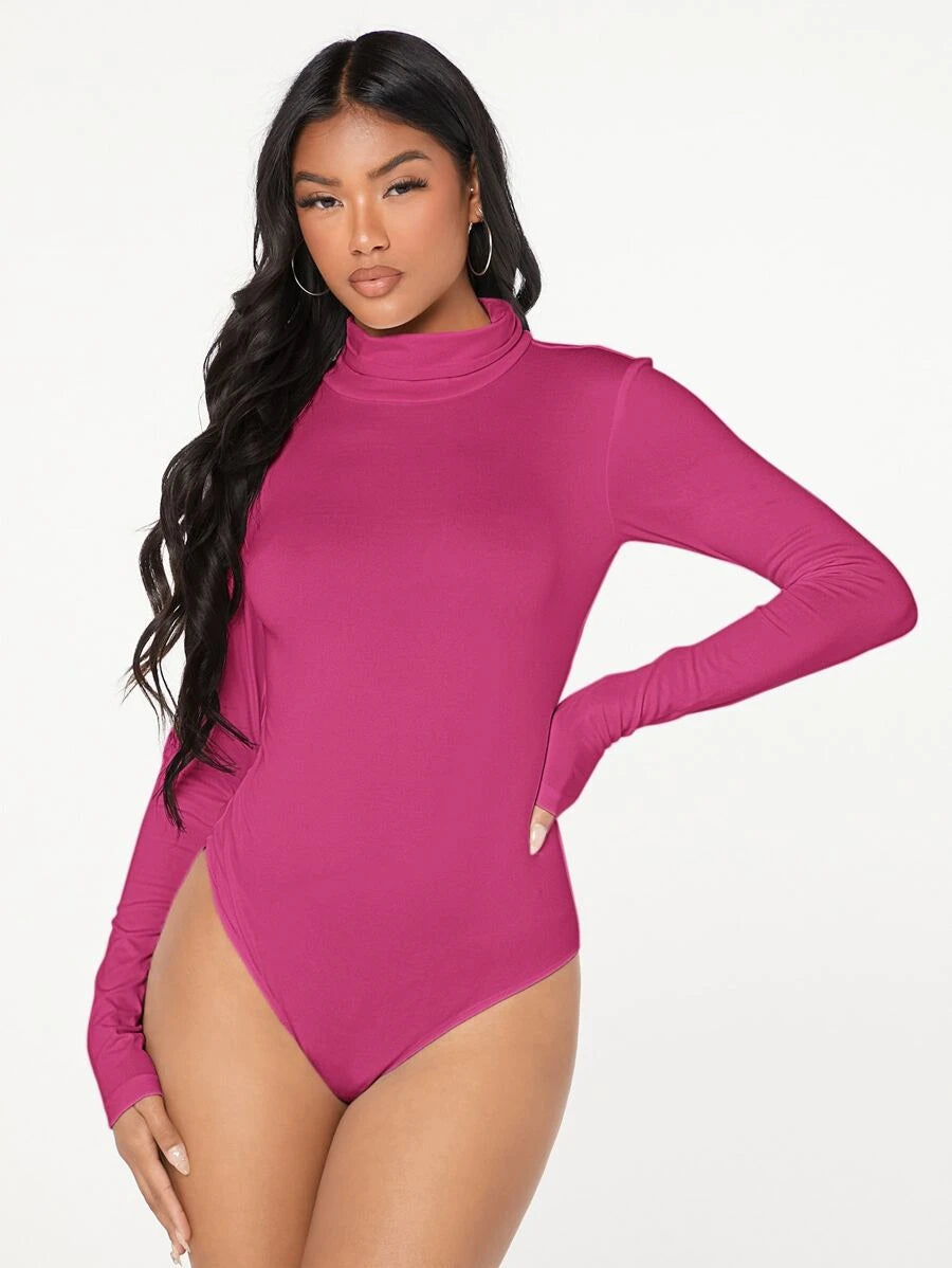 Solid High Neck Bodysuit