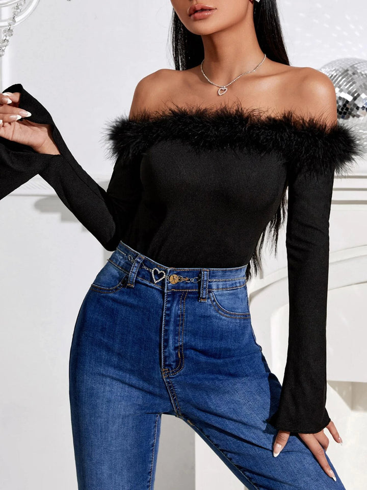 Flounce Sleeve Split Cuff Bodysuit