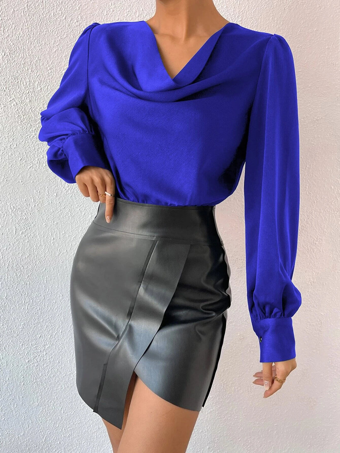 Draped Lantern Sleeve Bodysuit