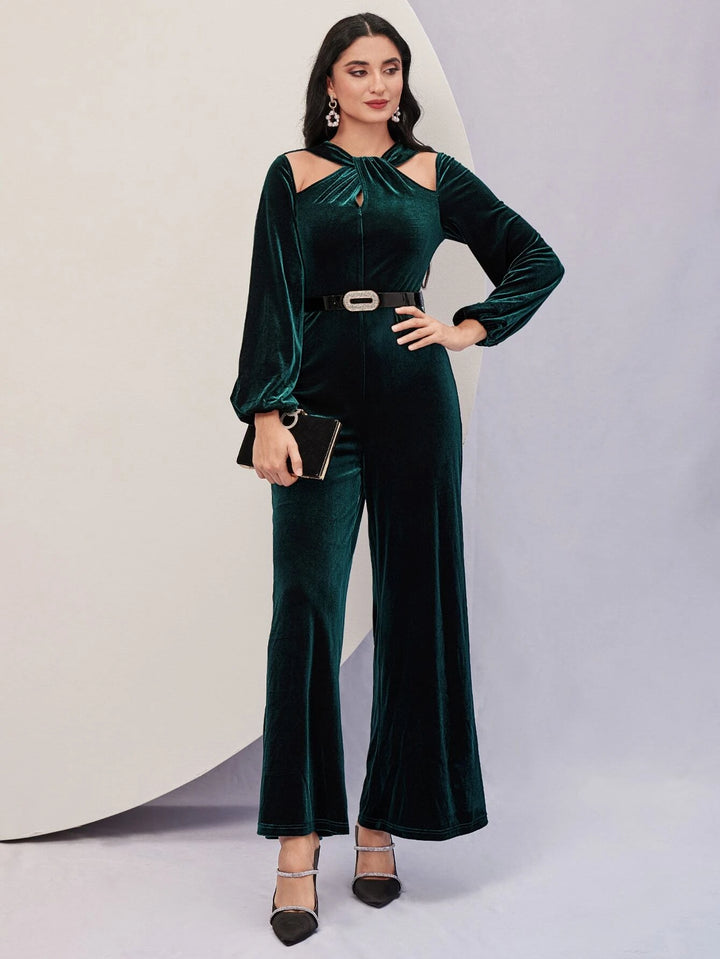 Bishop Sleeve Jumpsuit With Belt