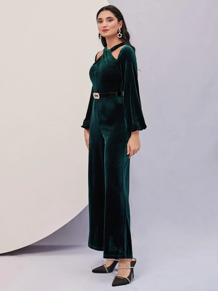 Bishop Sleeve Jumpsuit With Belt