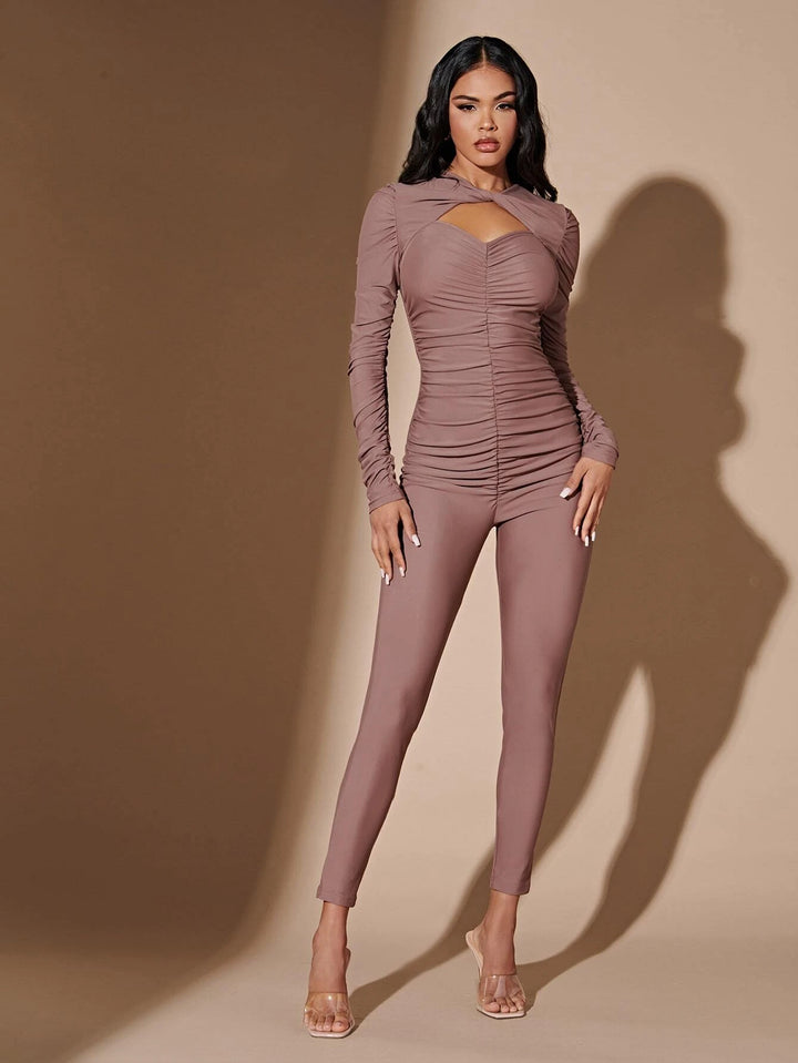 Round Neck Ruched Jumpsuit