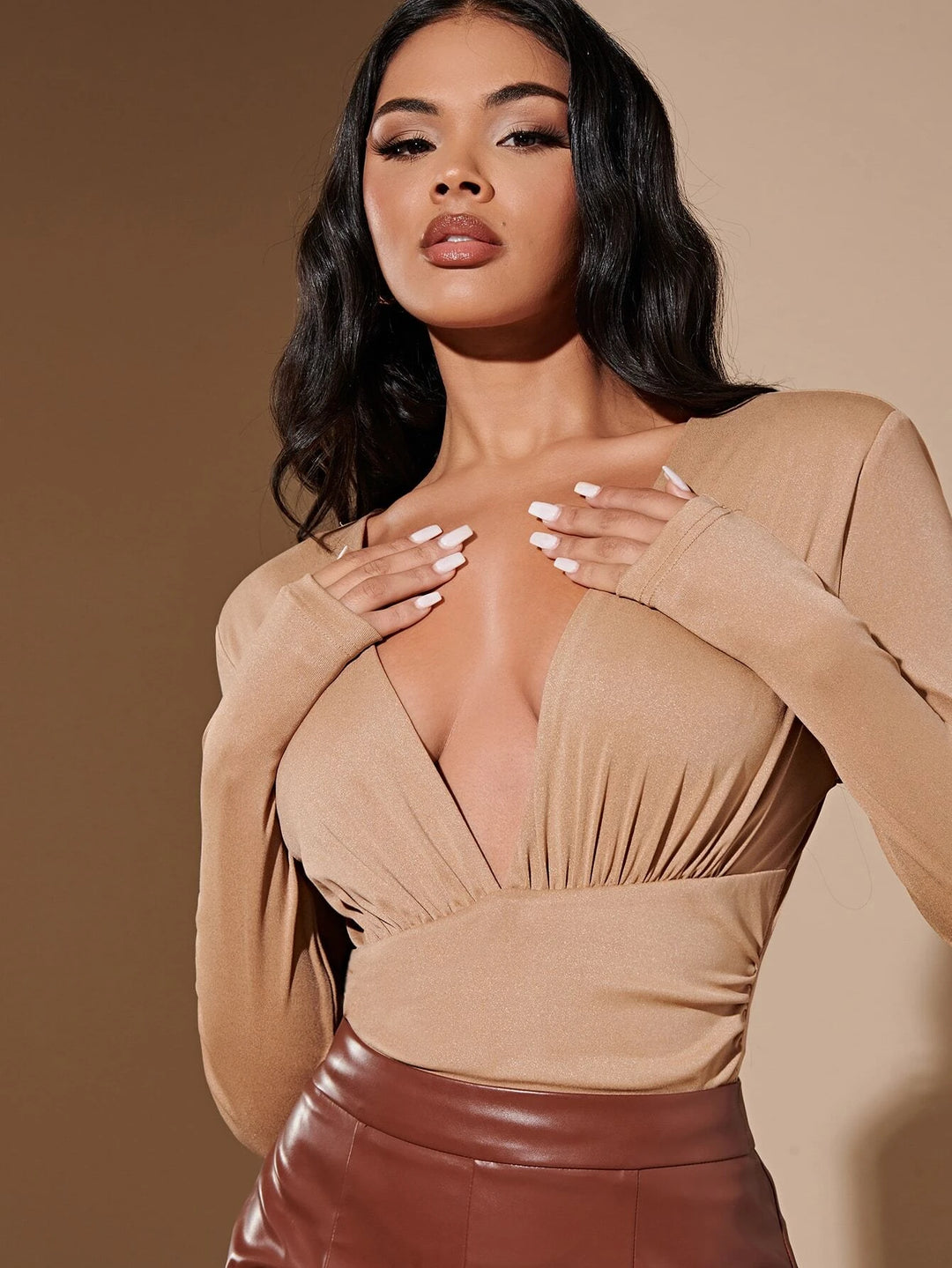 Long Sleeve Ruched Bodysuit