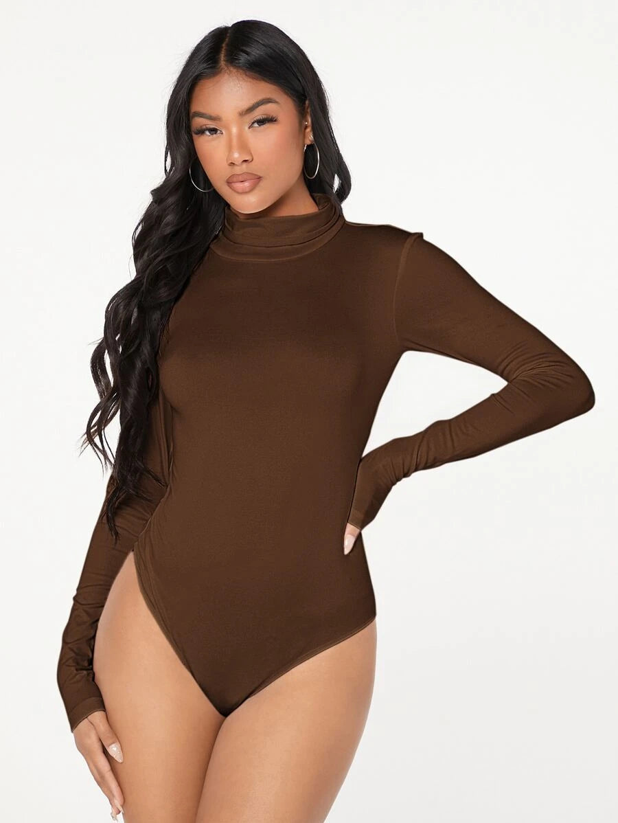 Solid High Neck Bodysuit