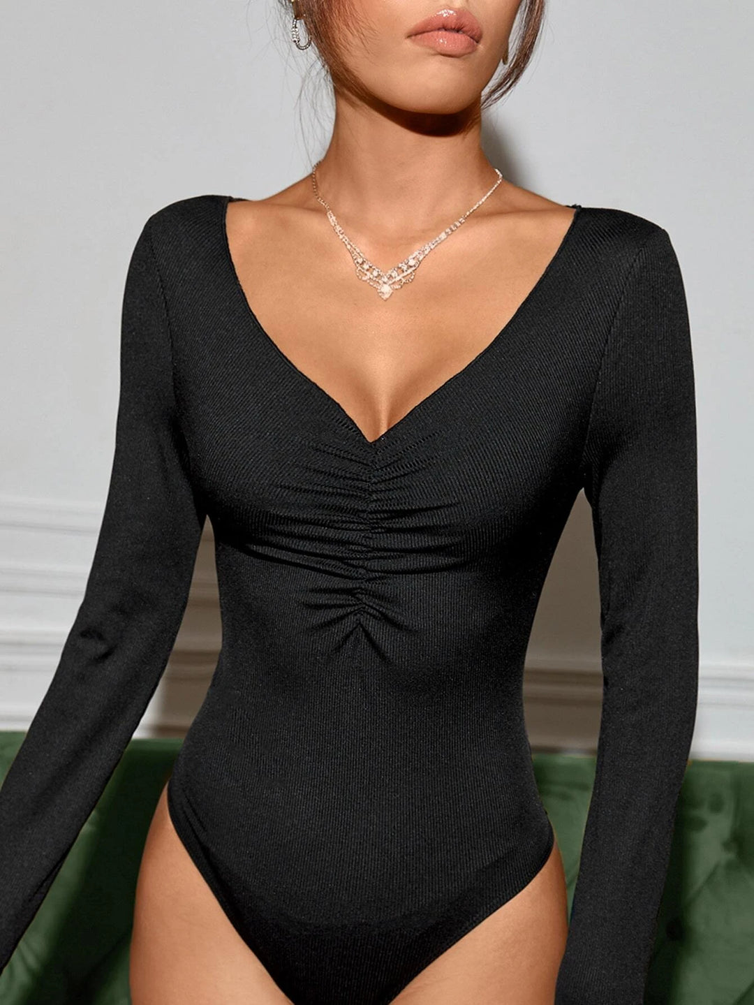 Ruched Front Slim Fit Bodysuit