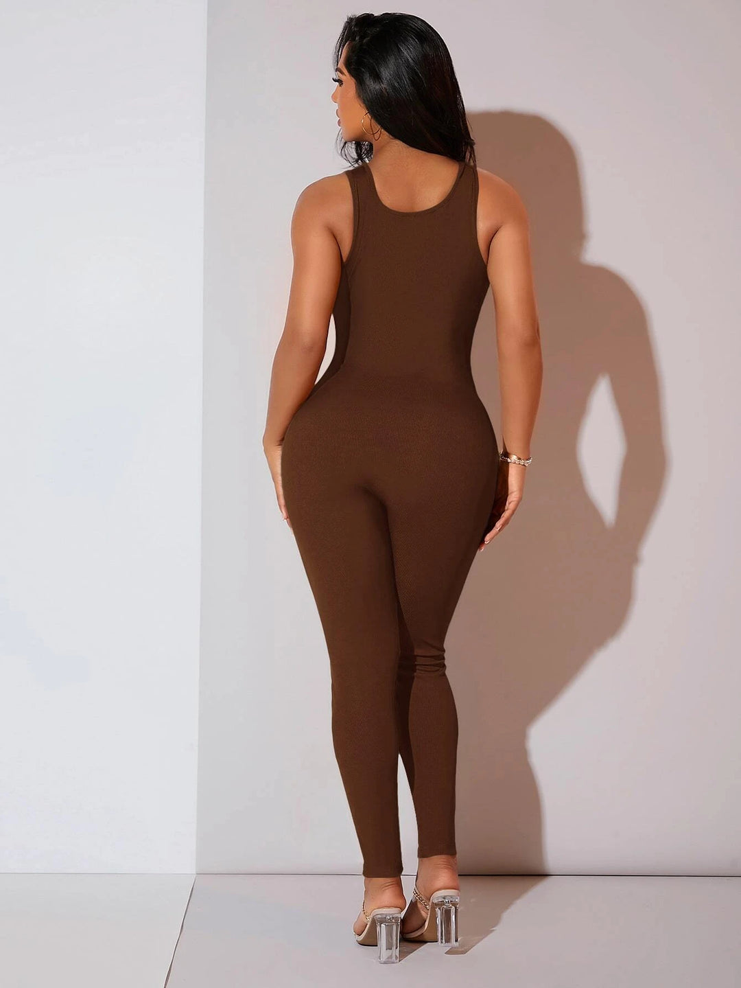 Ribbed Knit Unitard Jumpsuit