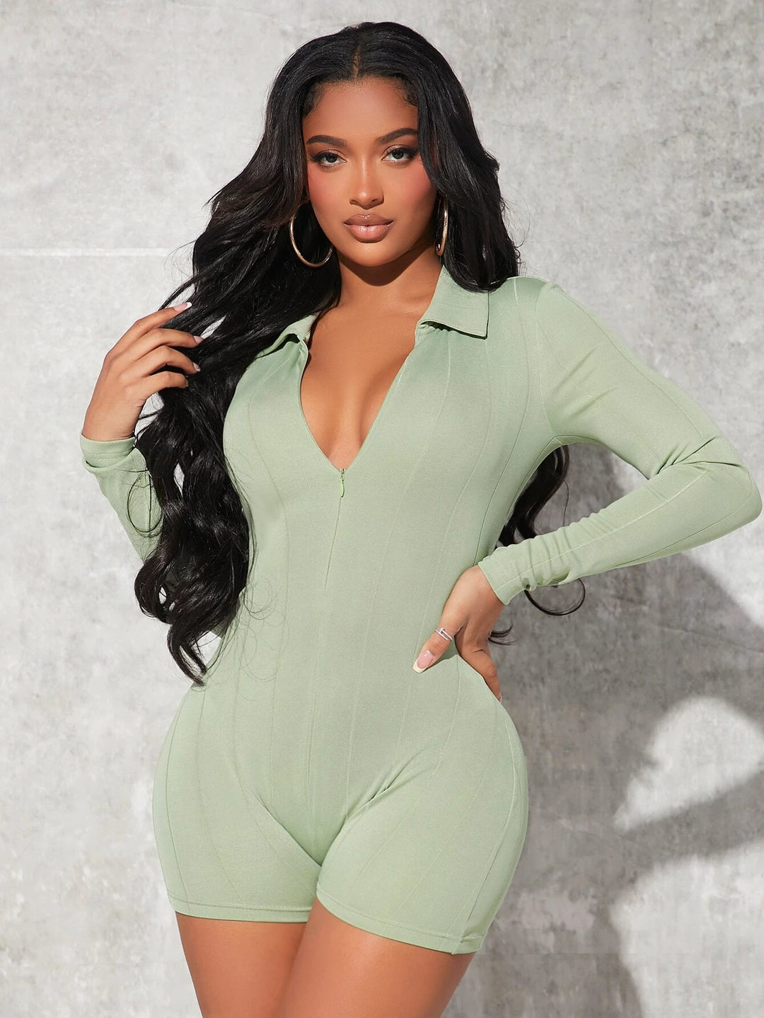 Half Zip Unitard Romper