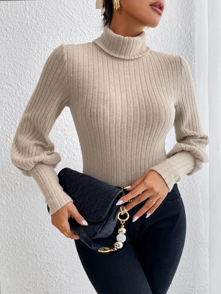 Turtle Neck Bishop Sleeve Bodysuit