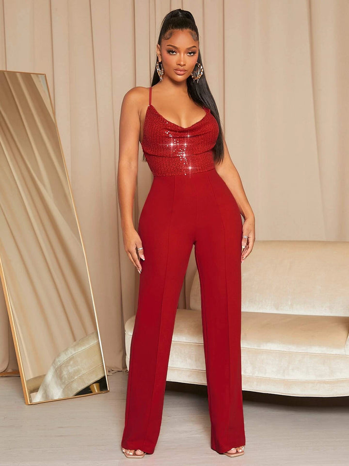 Draped Neckline Cami Jumpsuit