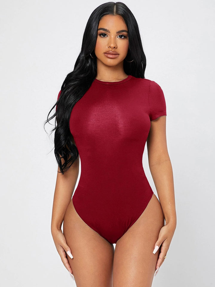 Body Col Rond de Couleur Unie 