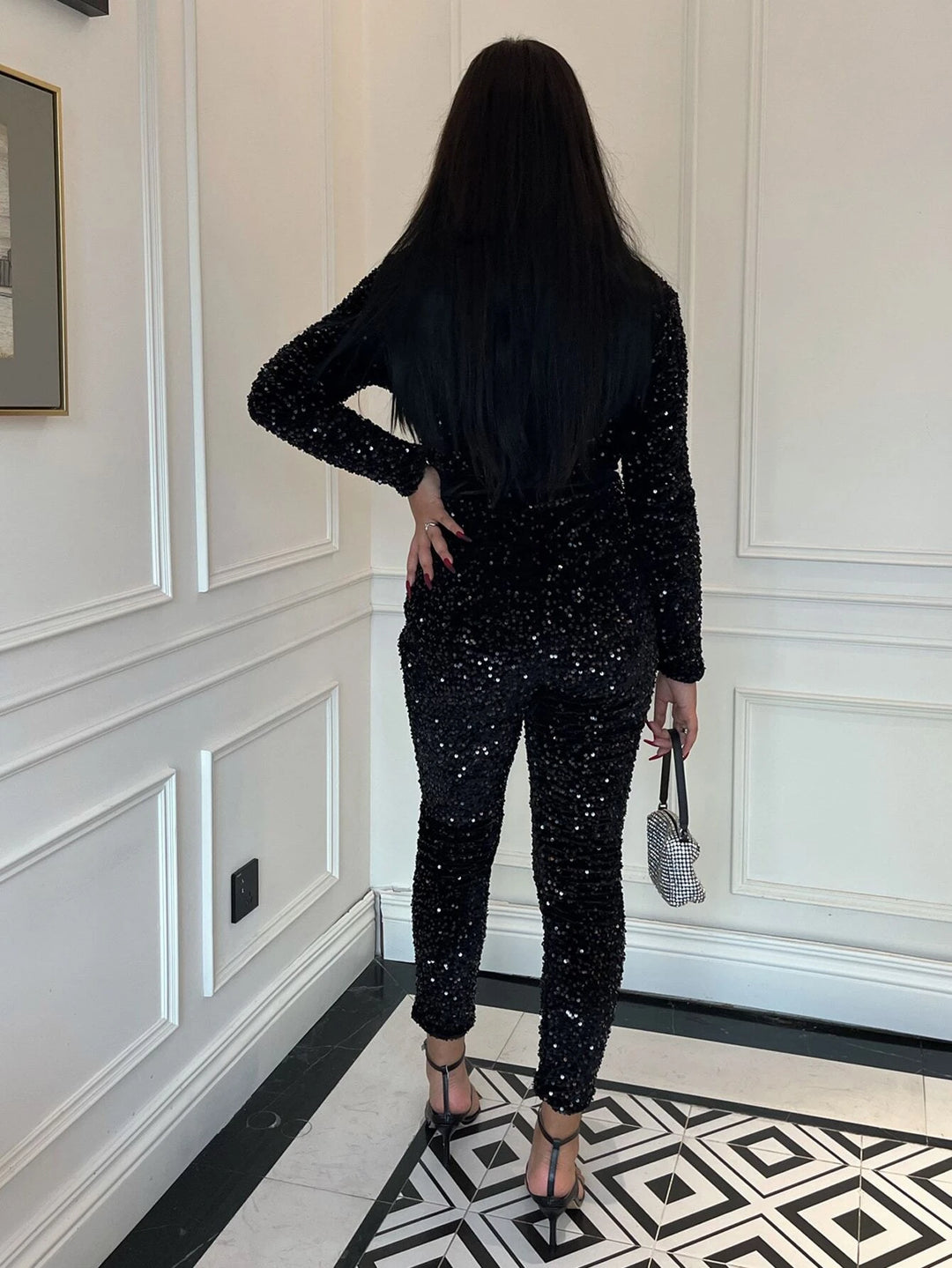 Long Sleeve Sequin Jumpsuit