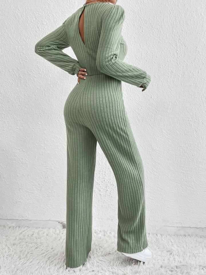 Scoop Neck Long Sleeve Jumpsuit