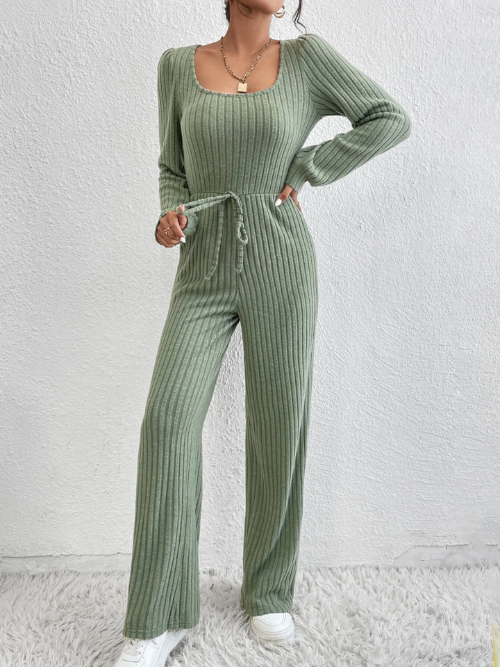 Scoop Neck Long Sleeve Jumpsuit