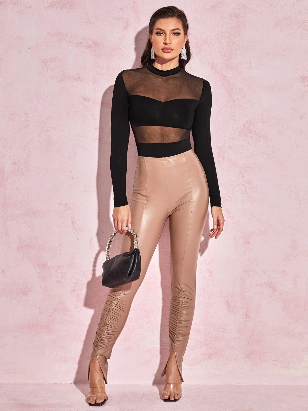 Plain Slim Fit Mesh Bodysuit