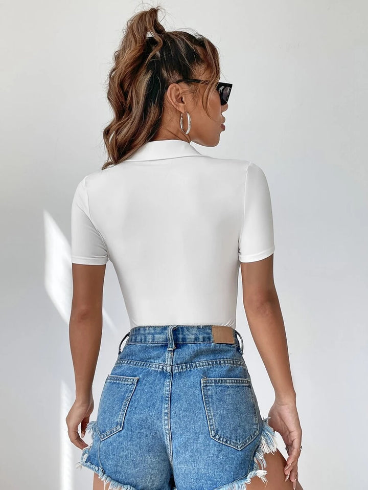 Solid Collared Tee Bodysuit