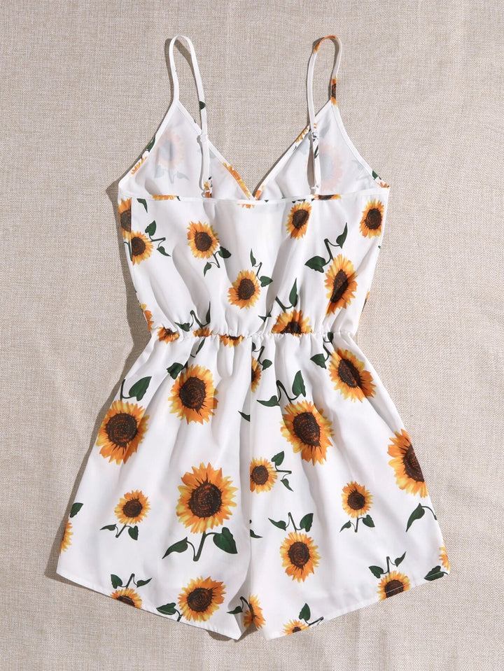 Sunflower Print Cami Romper