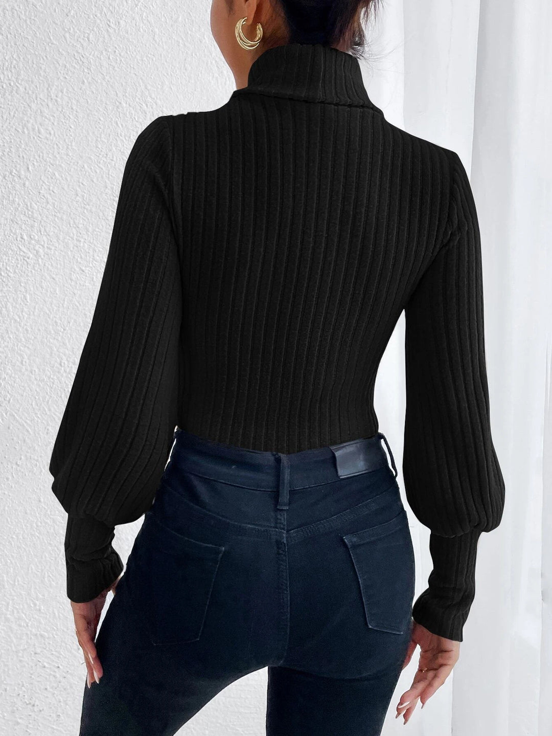 Turtle Neck Bishop Sleeve Bodysuit