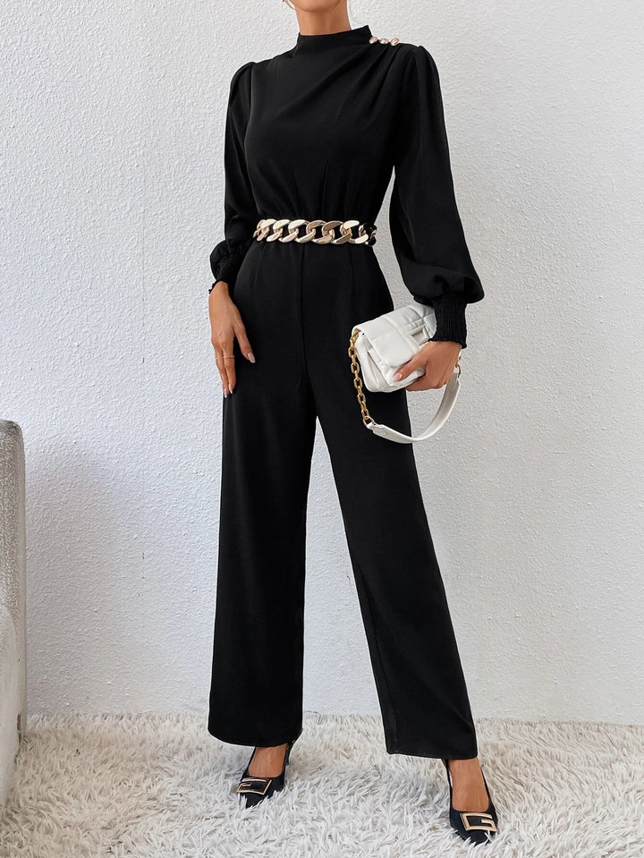 Neck Lantern Sleeve Jumpsuit