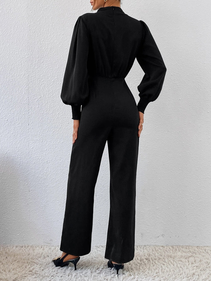 Neck Lantern Sleeve Jumpsuit