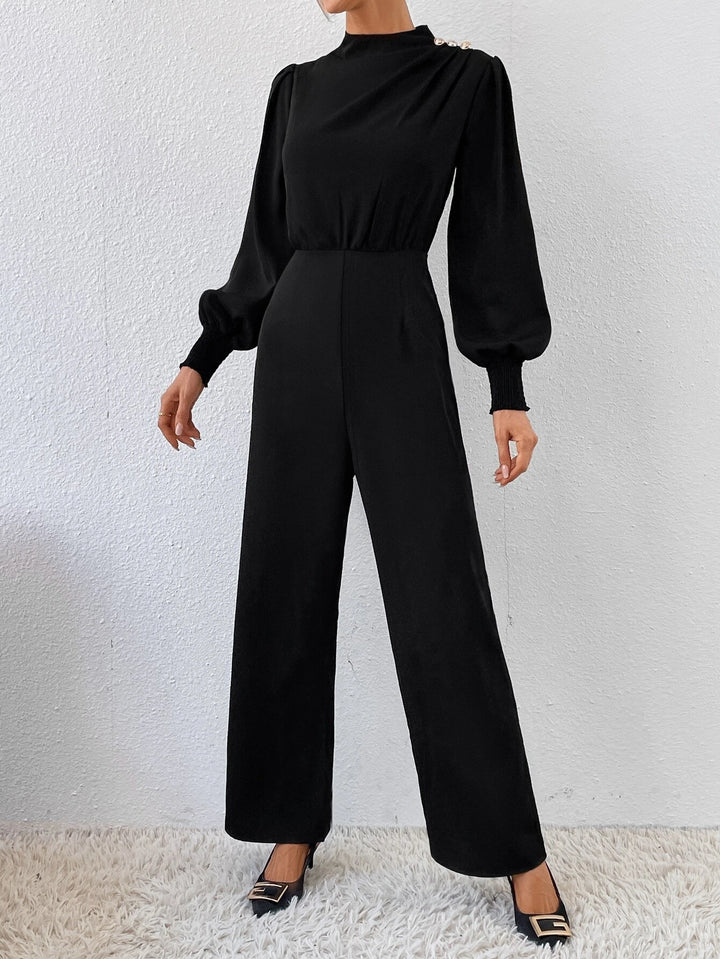 Neck Lantern Sleeve Jumpsuit