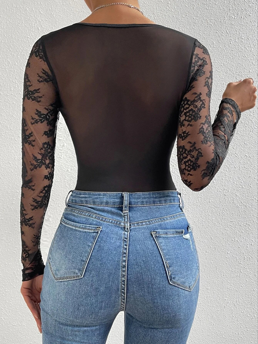 Long Sleeved Lace Bodysuit