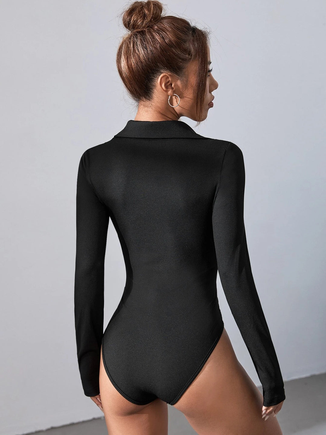 Button Front Ribbed Knit Bodysuit
