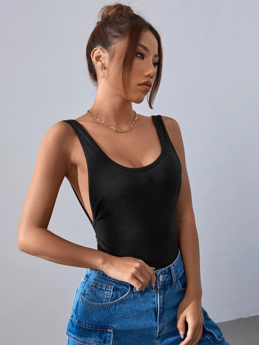 Unity Solid Colored Backless Tank Bodysuit