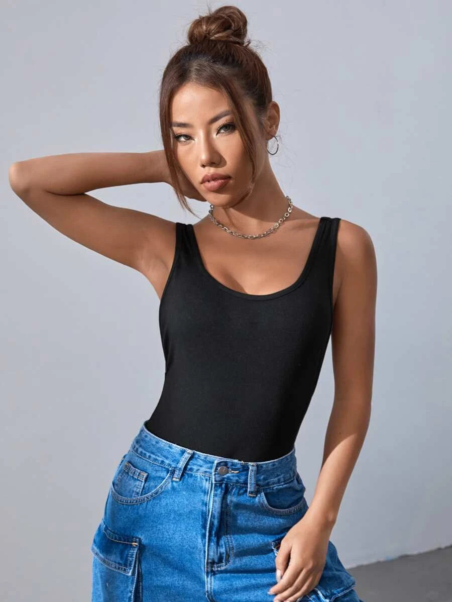 Unity Solid Colored Backless Tank Bodysuit