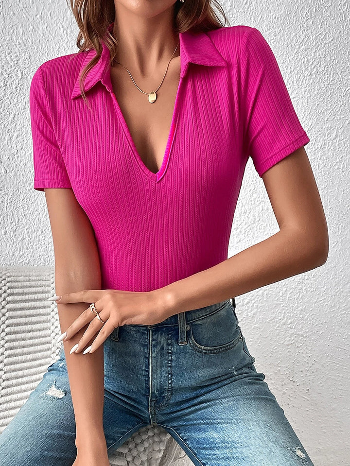 Solid Coloured Ribbed Knit Bodysuit