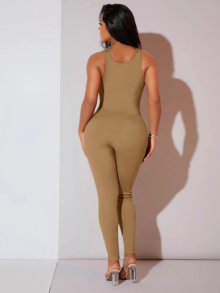 Ribbed Knit Unitard Jumpsuit