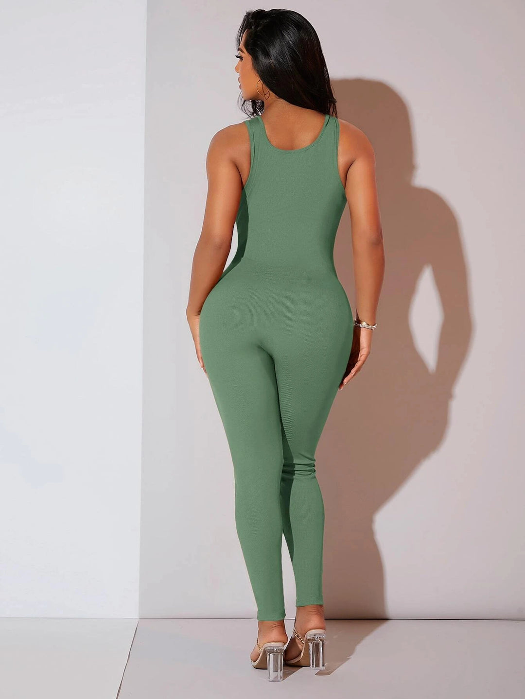 Ribbed Knit Unitard Jumpsuit