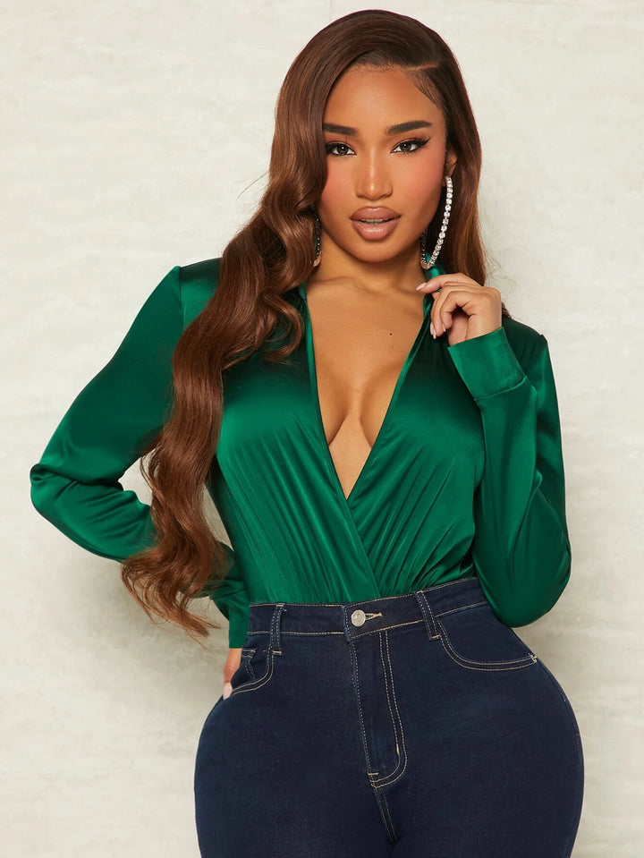 Mesh Ruched Wrap Bodysuit