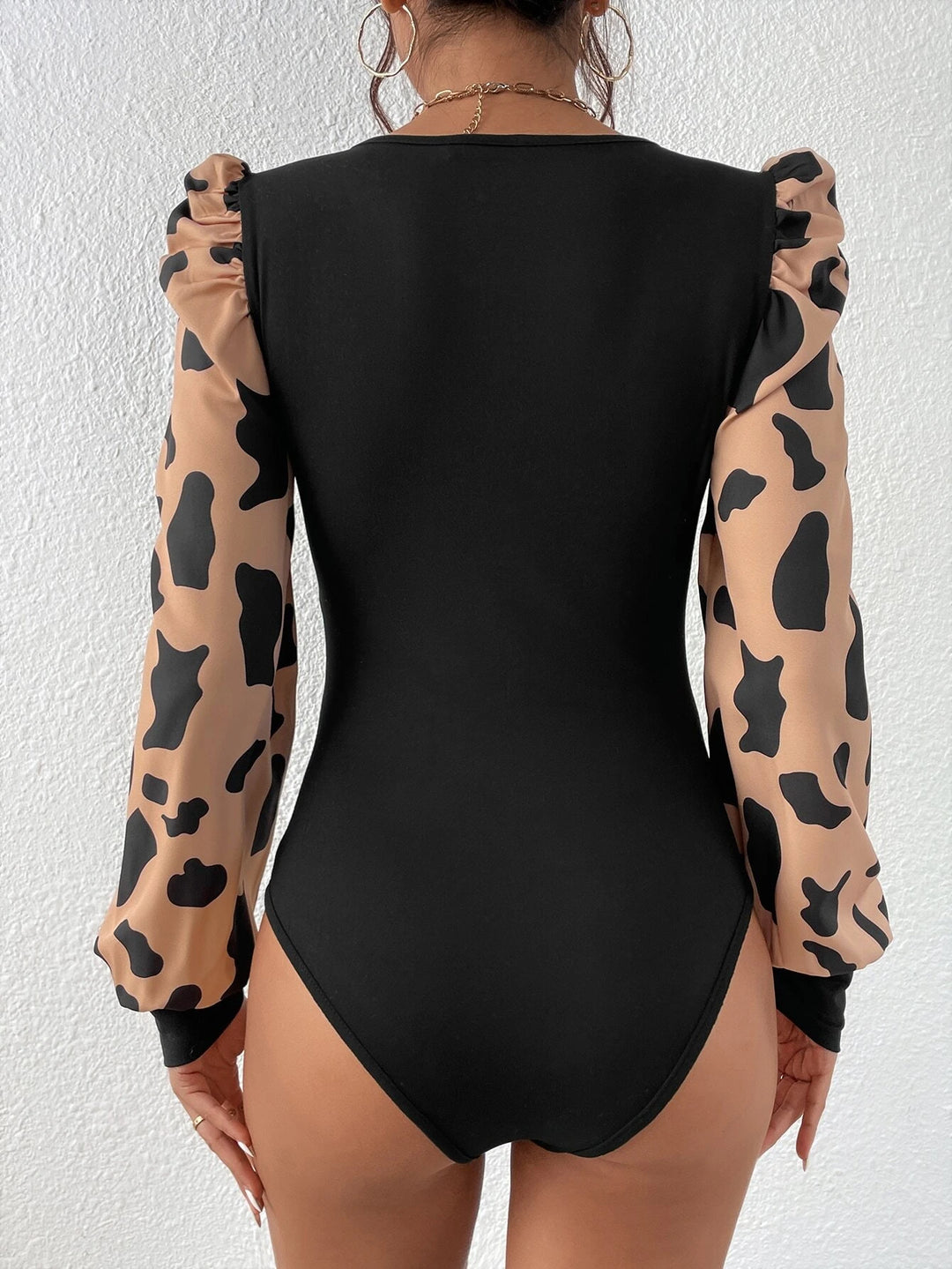 Graphic Print Puff Sleeve Bodysuit