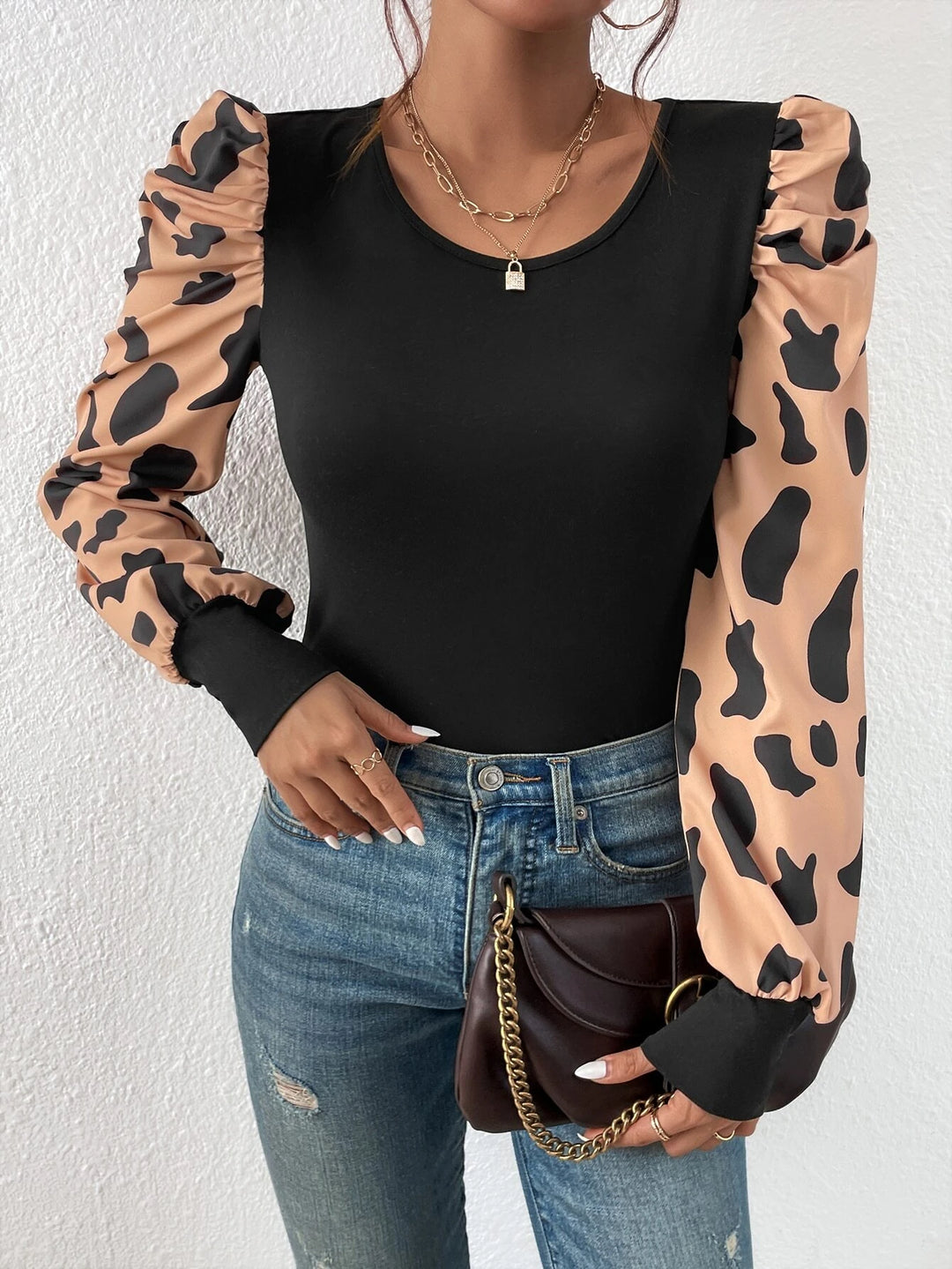 Graphic Print Puff Sleeve Bodysuit