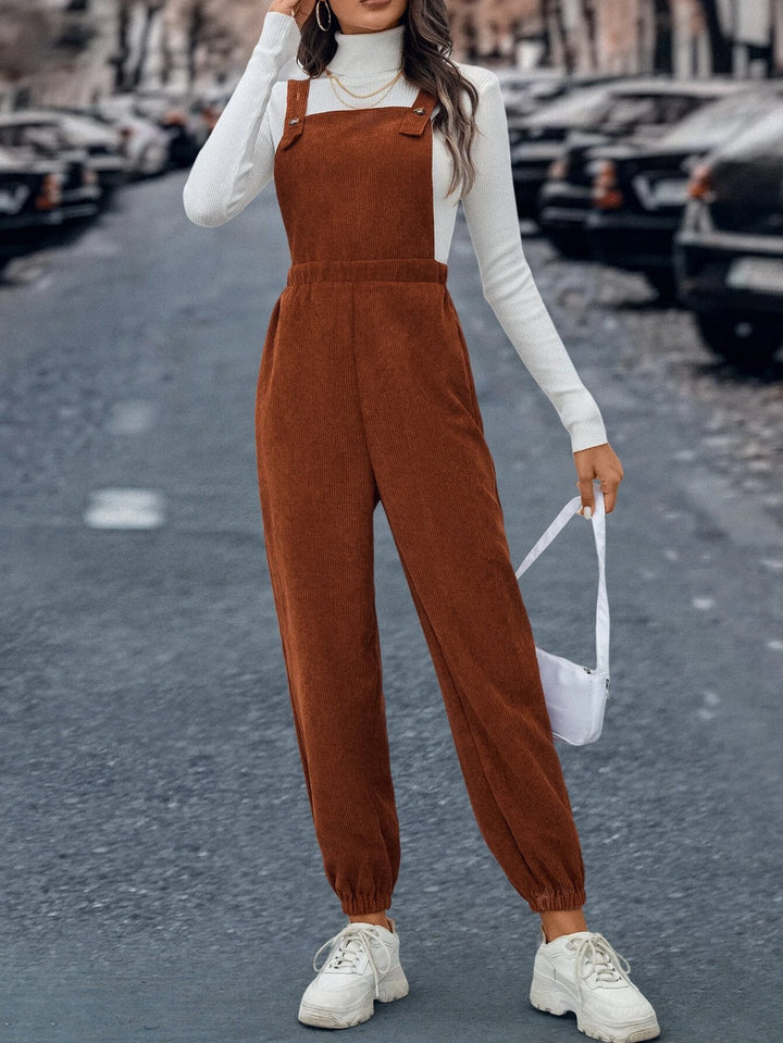 Solid Coloured Sleeveless Long Jumpsuit