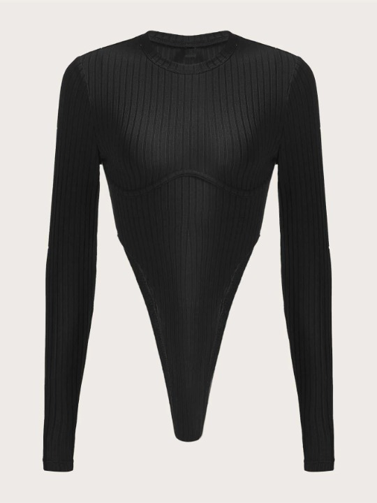 Solid Plain Long Sleeve Bodysuit