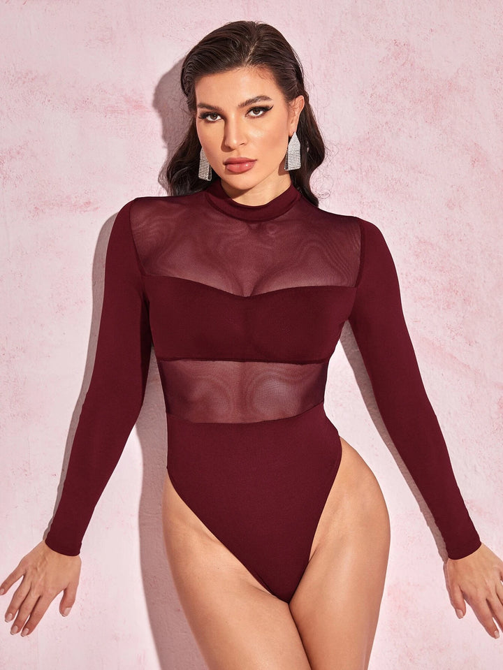 Plain Slim Fit Mesh Bodysuit