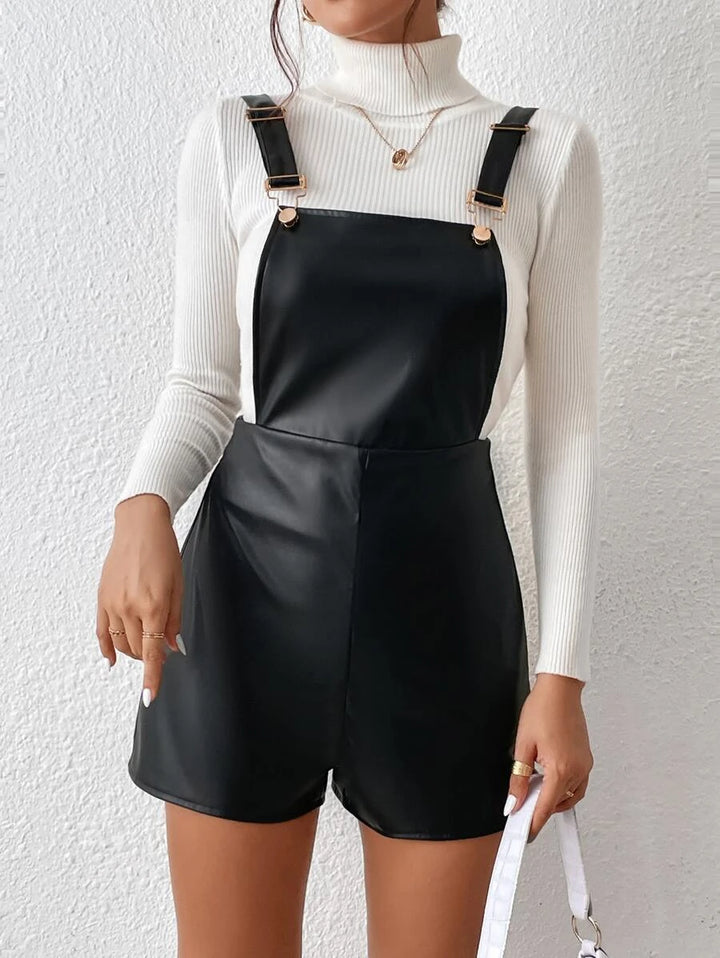 PU Leather Romper Without Sweater