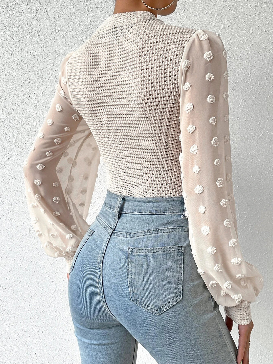 Mock Neck Waffle Knit Bodysuit